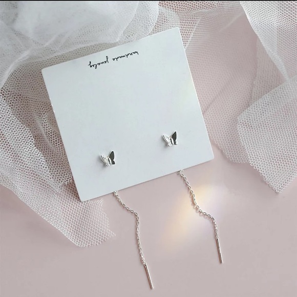 “Flutter On” Butterfly Unique Threader Earrings - Picture 6 of 9